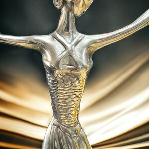 Art Deco Dancer by Ann Kary Vintage Pewter Sculpture 21” Tall